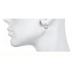 Faye Kim Platinum Micro Pave Diamond Hinged Hoops - Small
