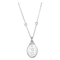 Faye Kim Platinum Diamond studded Mini Dog Tag Pendant