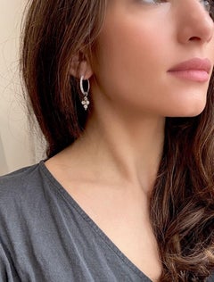 Faye Kim Platin Diamant Vierfach-Lünette Tropfen für Hoop-Ohrringe, .80ct