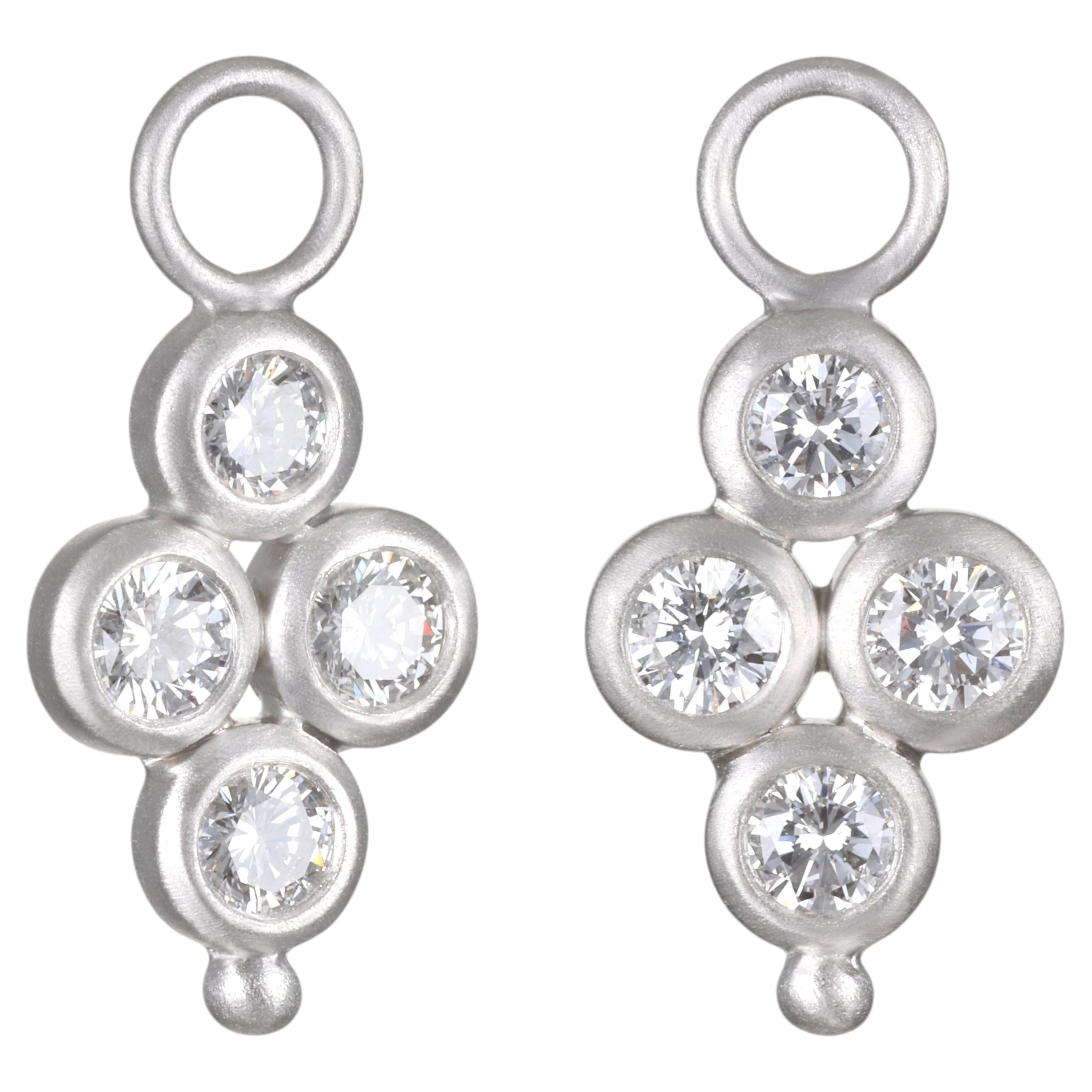 Faye Kim Platinum Diamond Quad Bezel Drops for Hoop Earrings, .80ct
