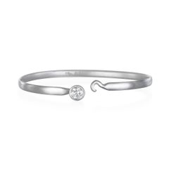 Faye Kim Platinum Diamond Solitaire Bangle Bracelet