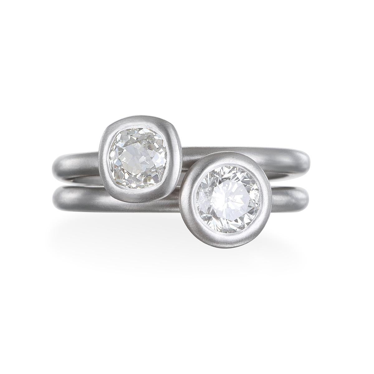 Contemporary Faye Kim Platinum Diamond Solitaire Ring For Sale