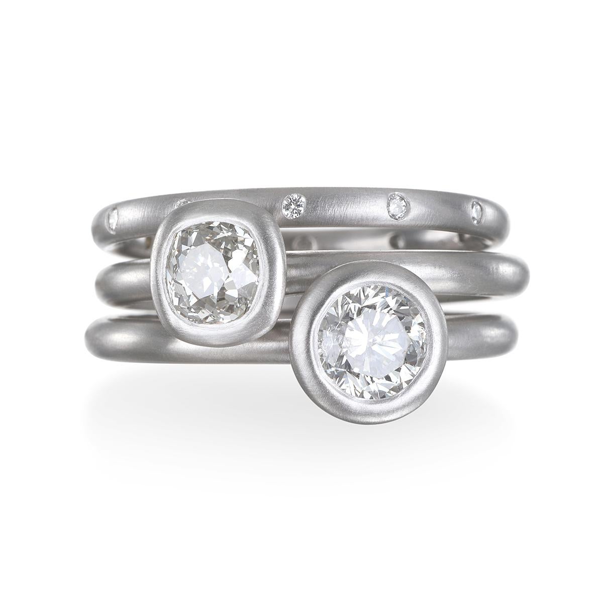 Round Cut Faye Kim Platinum Diamond Solitaire Ring For Sale