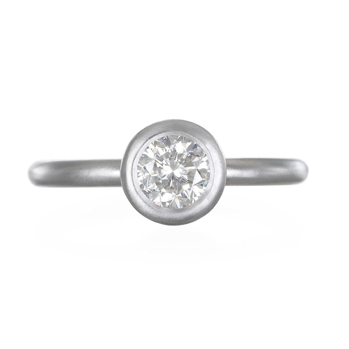 Faye Kim Platinum Diamond Solitaire Ring For Sale