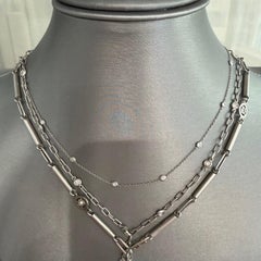 Faye Kim Platinum Diamond Station Necklace, Ajdustable 16-18"