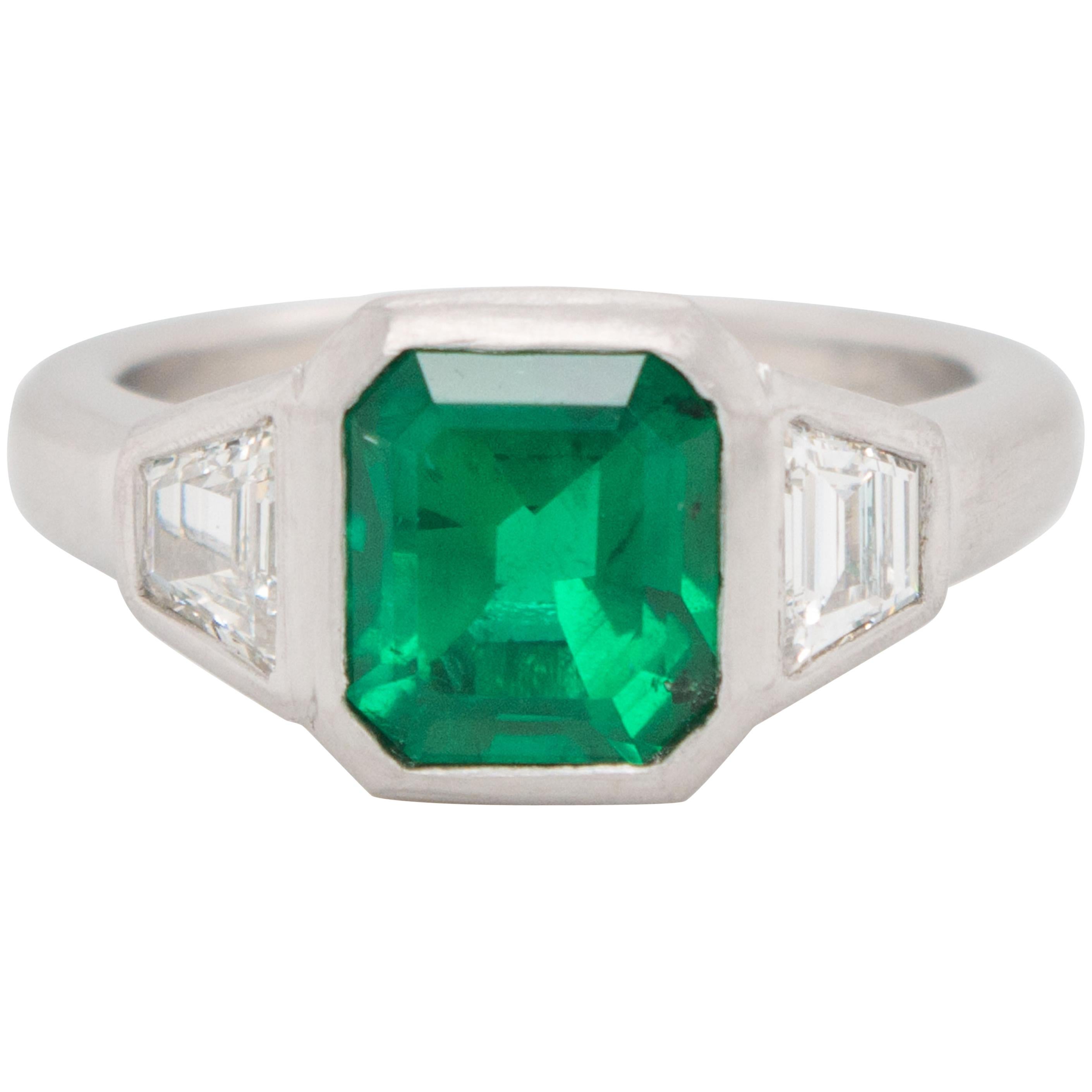 Faye Kim Platinum Emerald and Diamond Ring