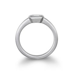 Faye Kim Platinum Emerald Cut Diamond Bezel Ring
