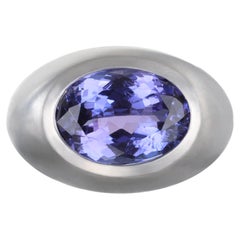 Faye Kim Platinum Faceted Oval Tanzanite Dome Ring, 6.20cts