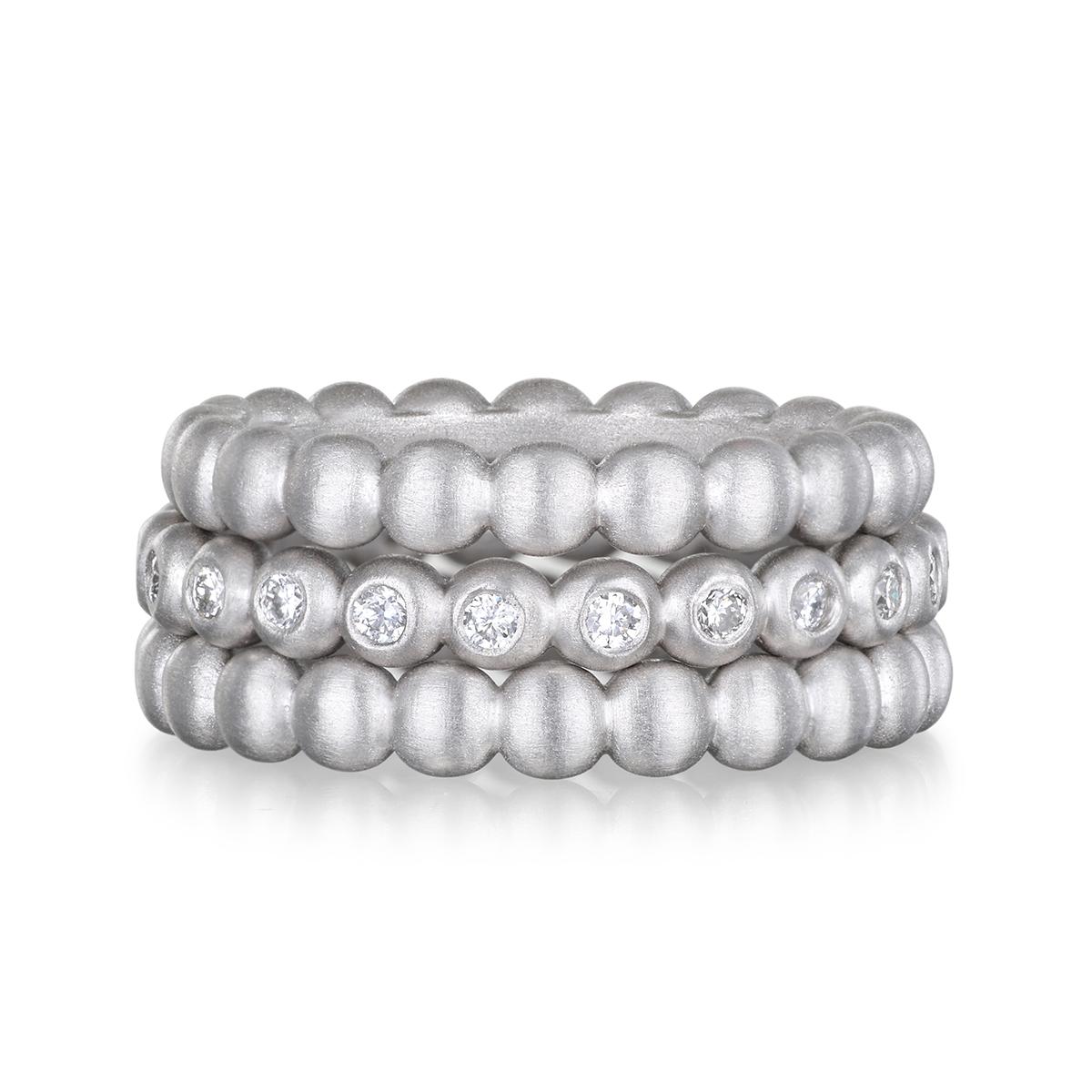 Contemporary Faye Kim Platinum Granulation Bead Ring For Sale