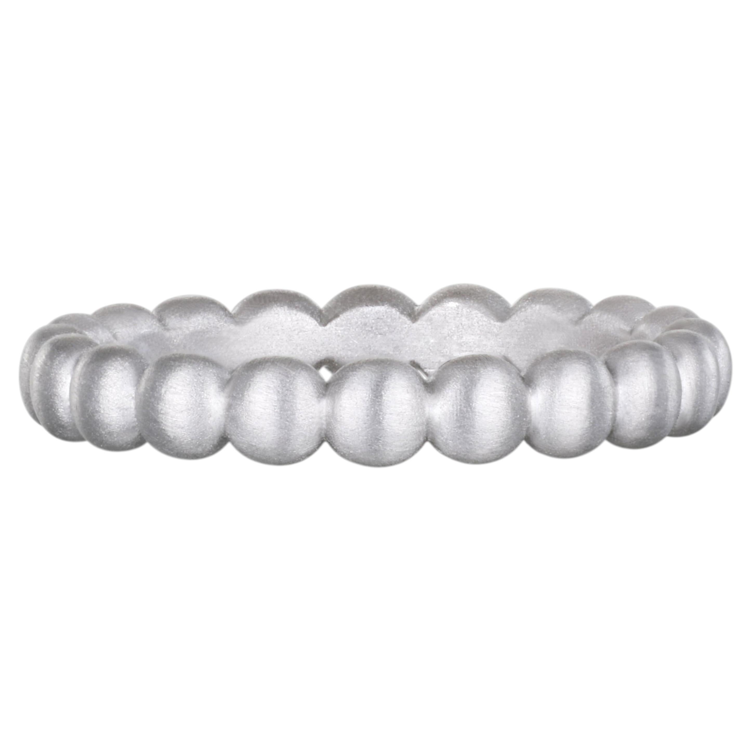 Faye Kim Platinum Granulation Bead Ring, Size 5.75 For Sale