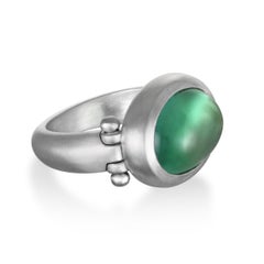 Faye Kim Platinum Green Tourmaline Hinged Bezel Ring