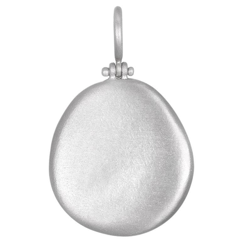 Versatile and easy to wear, Faye Kim's Platinum Hinged Dog Tag Necklace is perfect for every day. The pendant, which can be engraved, is matte-finished in platinum and hangs on an a Platinum 18 Karat White Gold Handwrapped Necklace, making it