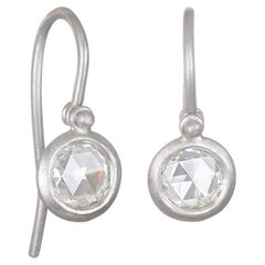Faye Kim Platinum Hinged Rose Cut Diamond Drop Earrings