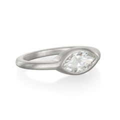 Faye Kim Platinum Marquise Diamond Bezel Ring