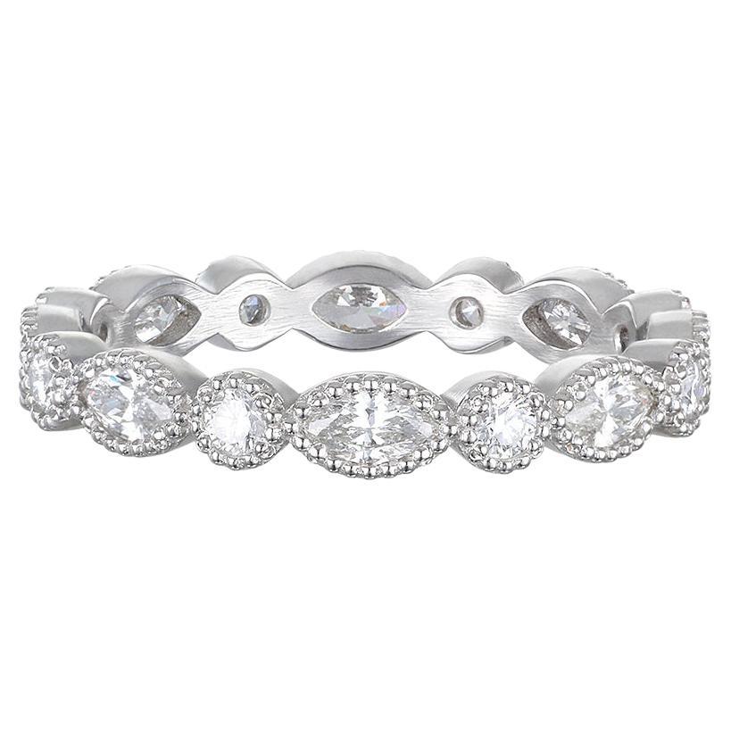 Faye Kim Platinum Marquise/Round Diamond Eternity Band