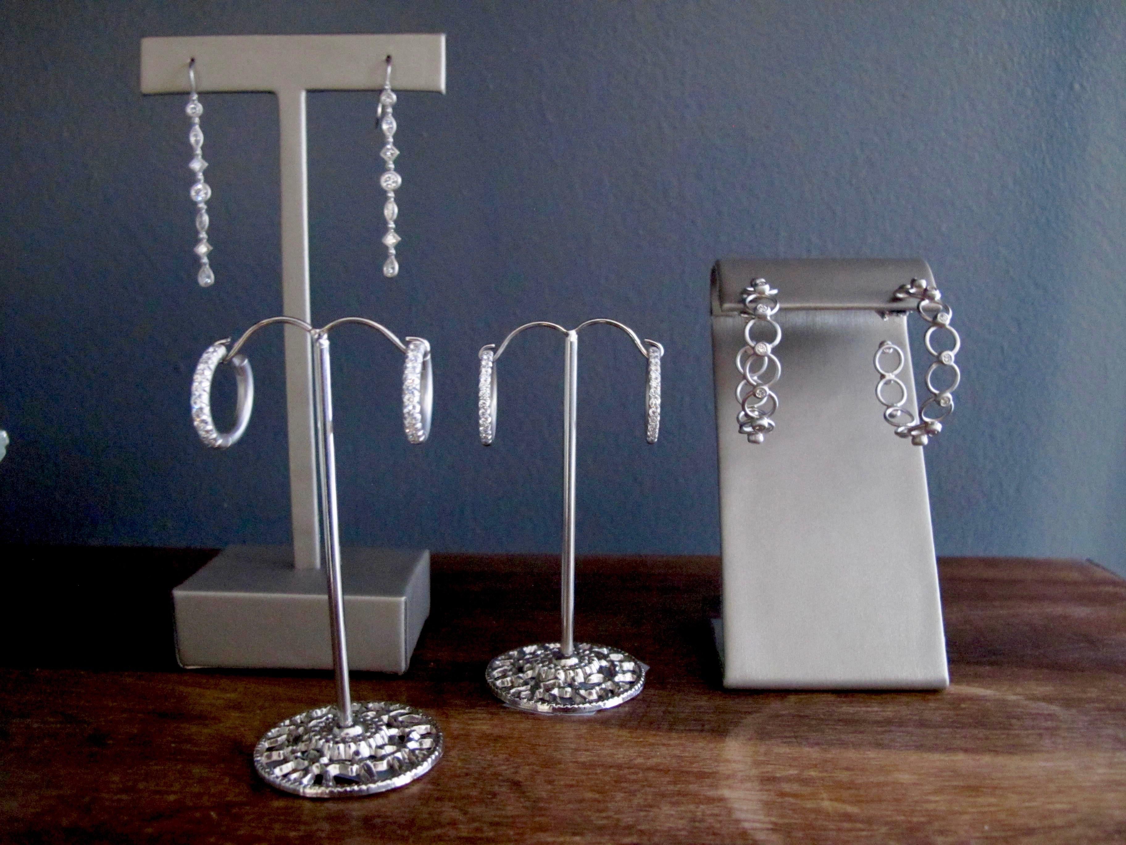 Round Cut Faye Kim Platinum Micro Pave Diamond Hinged Hoops - Large For Sale