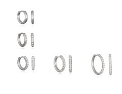 Faye Kim Platinum Micro Pave Diamond Hinged Hoops - Large