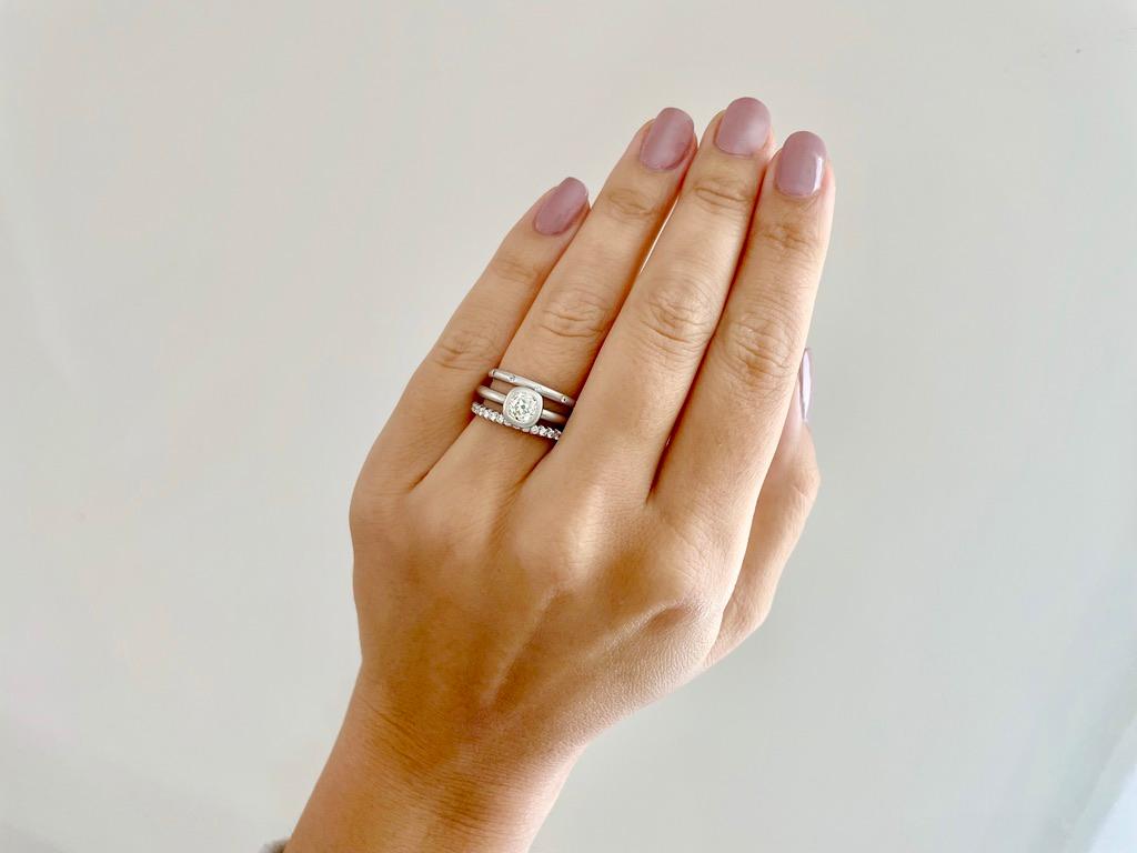Women's Faye Kim Platinum Old European Cut Diamond Solitaire Ring For Sale