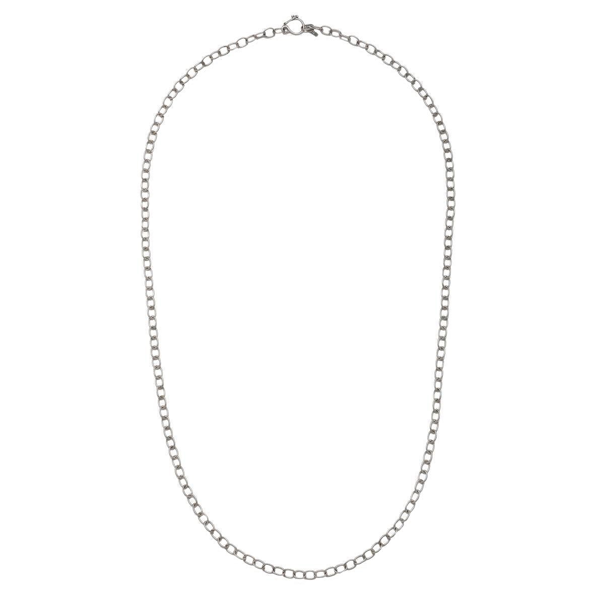 Faye Kim Contemporary Platinum Oval Link Chain Necklace, 23" USA For Sale