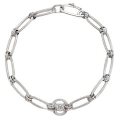Faye Kim Platinum Paperclip Chain Bracelet with Diamond Wheel