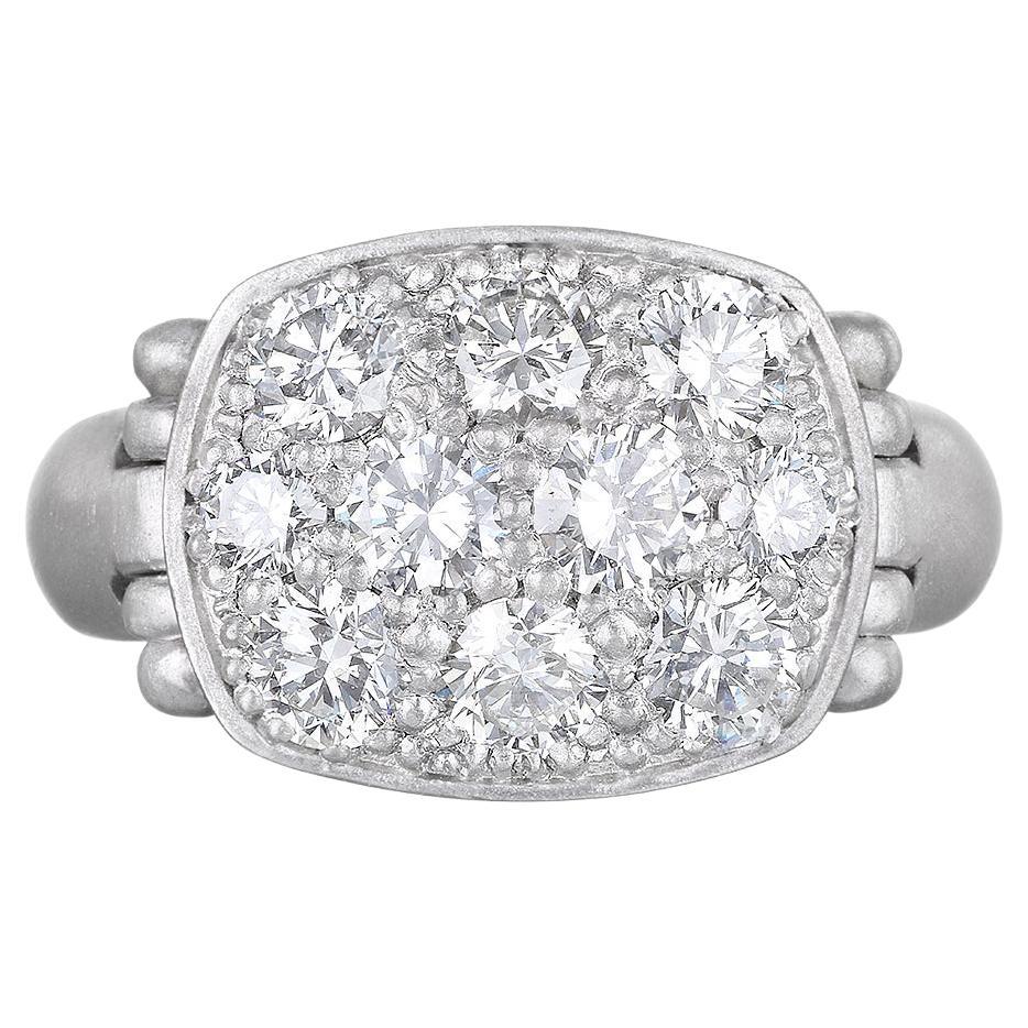 Faye Kim Platinum Pave Diamond Hinged Chiclet Ring For Sale