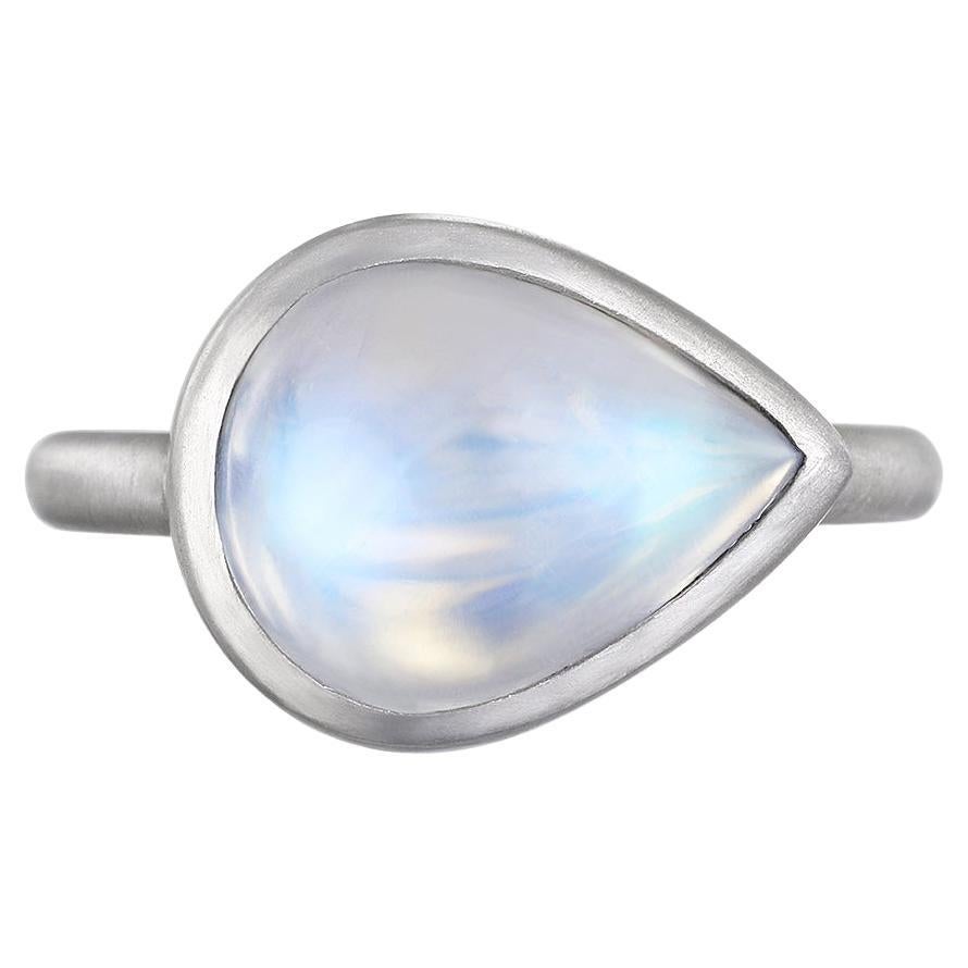 Faye Kim Platinum Pear Shape Ceylon Moonstone Ring For Sale