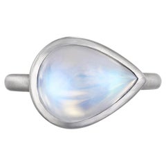 Faye Kim Platinum Pear Shape Ceylon Moonstone Ring
