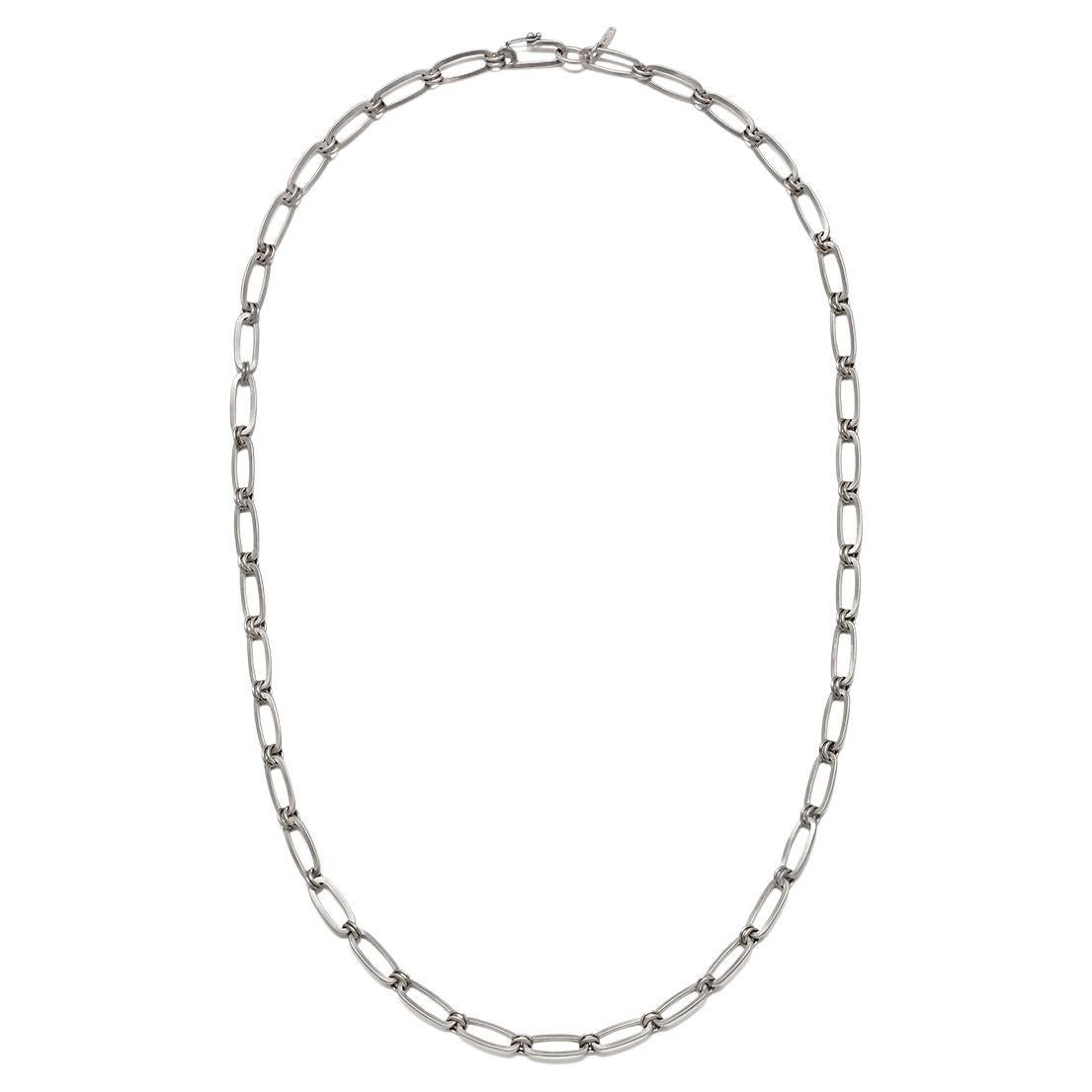 Faye Kim Platinum Planished Paperclip Chain For Sale