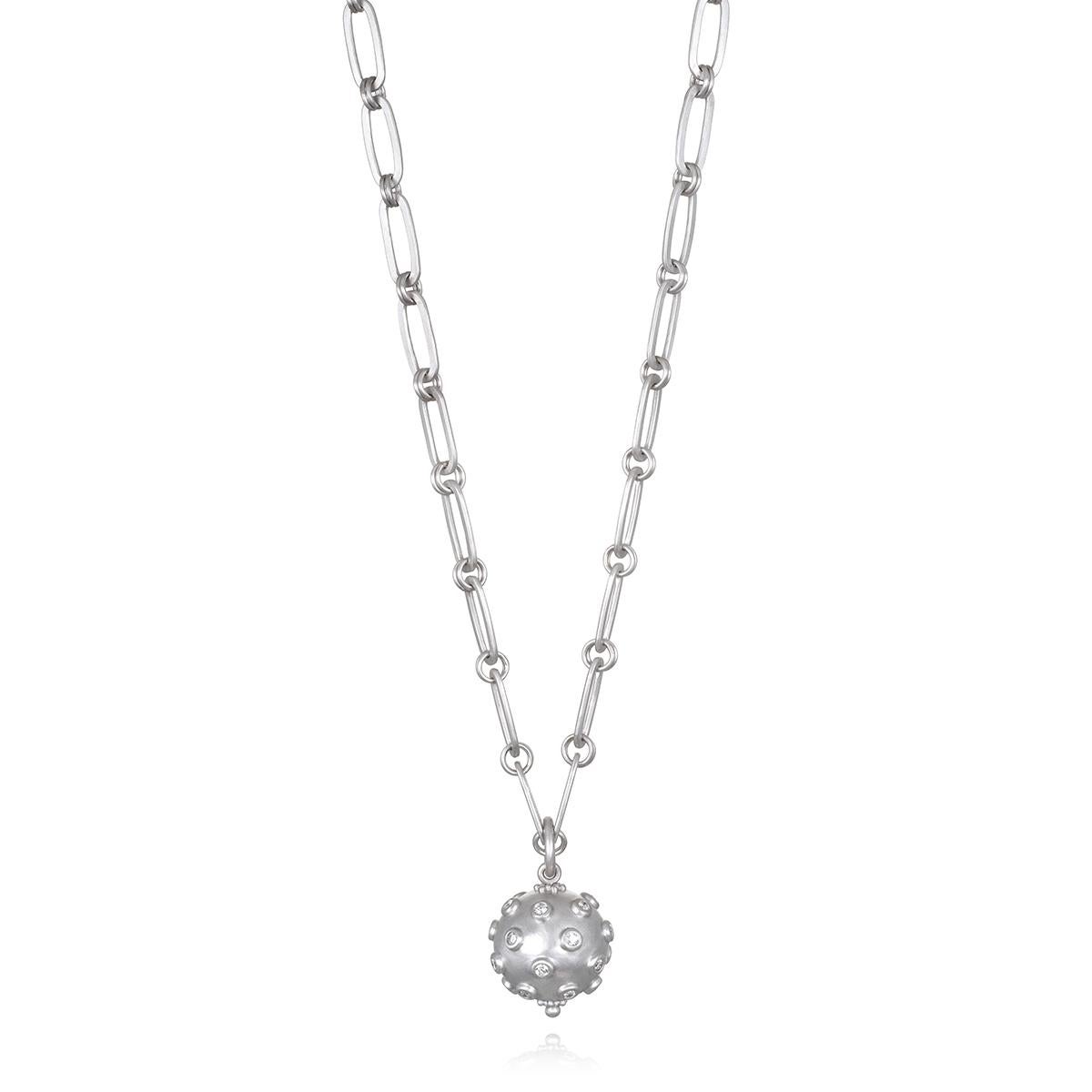 Faye Kim Platinum Planished Paperclip Round Link Chain (chaîne à maillons ronds en forme de trombone) Unisexe en vente