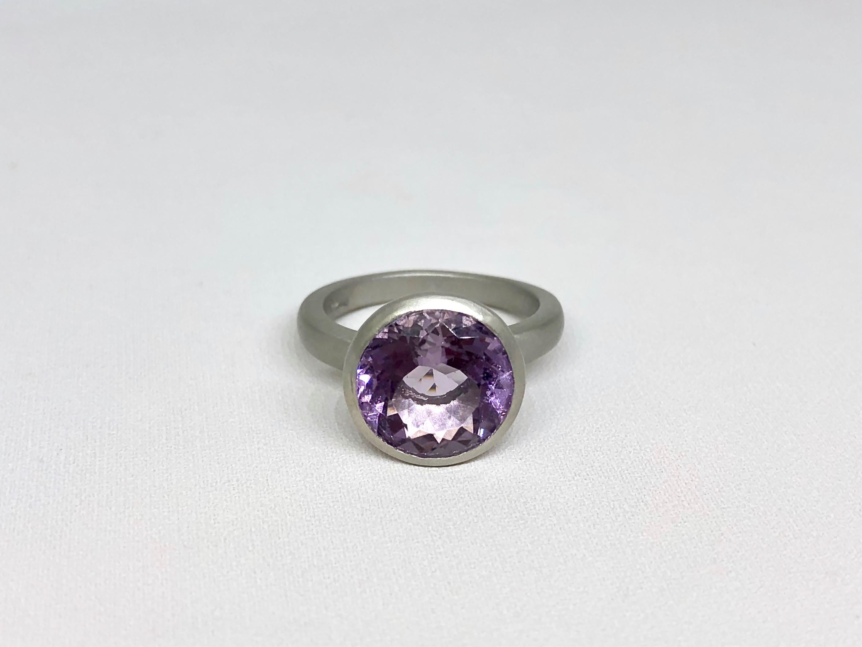 Round Cut Faye Kim Platinum Purple Scapolite Cocktail Ring