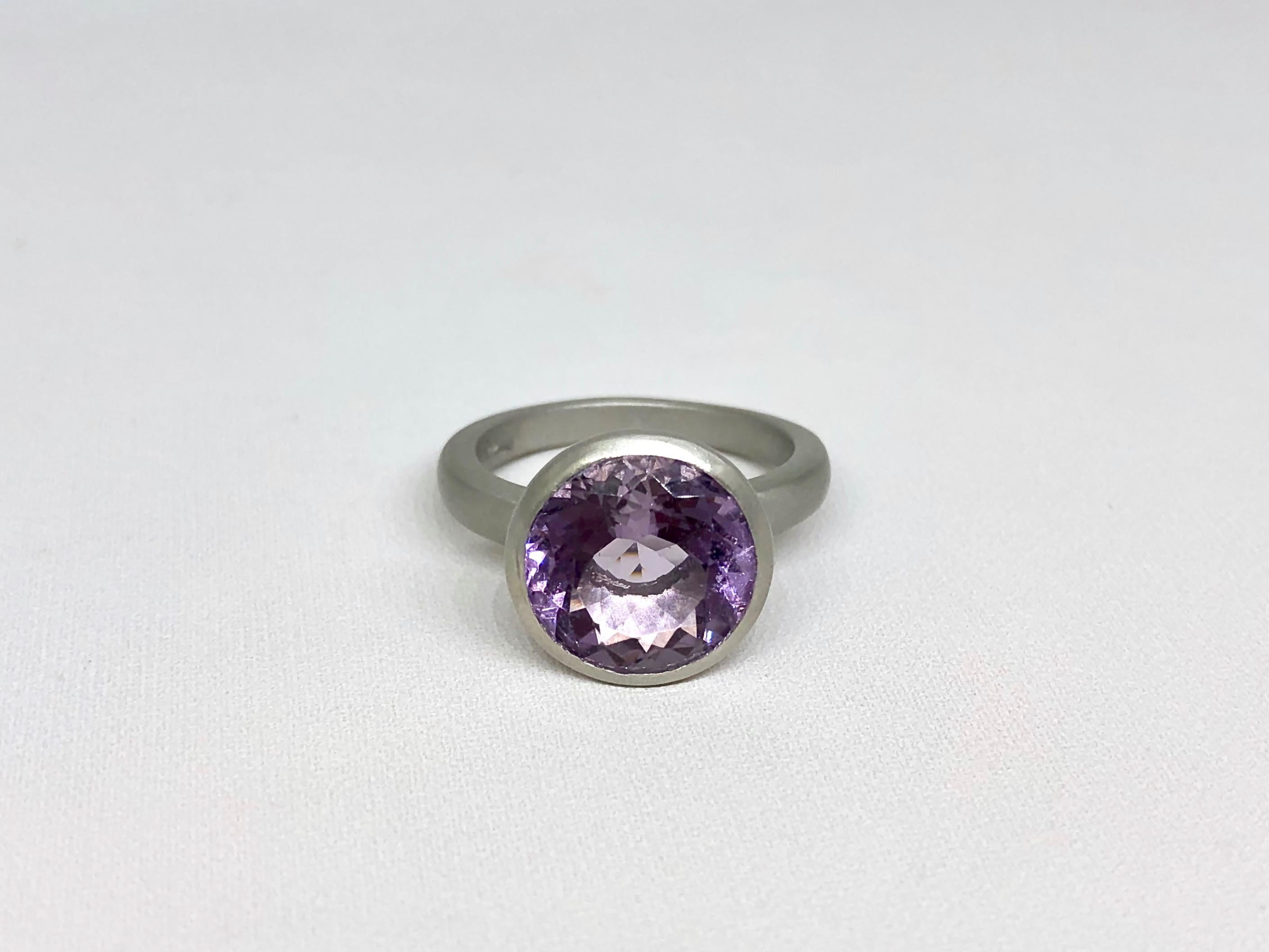 Round Cut Faye Kim Platinum Purple Scapolite Cocktail Ring
