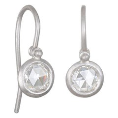 Faye Kim Platinum Rose Cut Diamond Drop Earrings