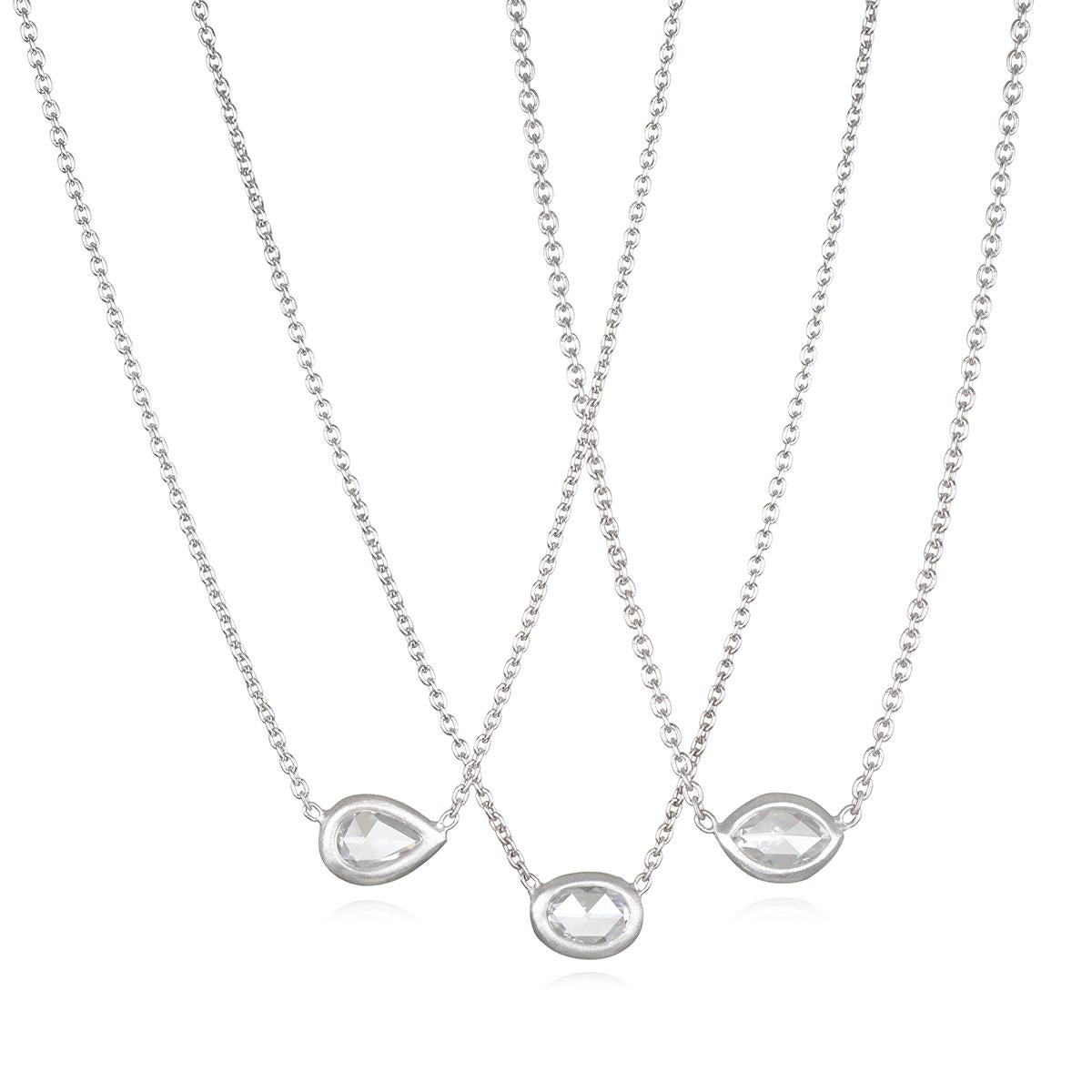 Contemporary Faye Kim Platinum Rose Cut Oval Diamond Necklace For Sale