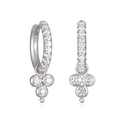 Faye Kim Platinum Triple Diamond Drops for Hoop Earrings