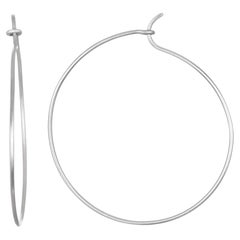 Faye Kim Signature Platinum Wire Hoop Earrings, 1.50" Diameter, USA