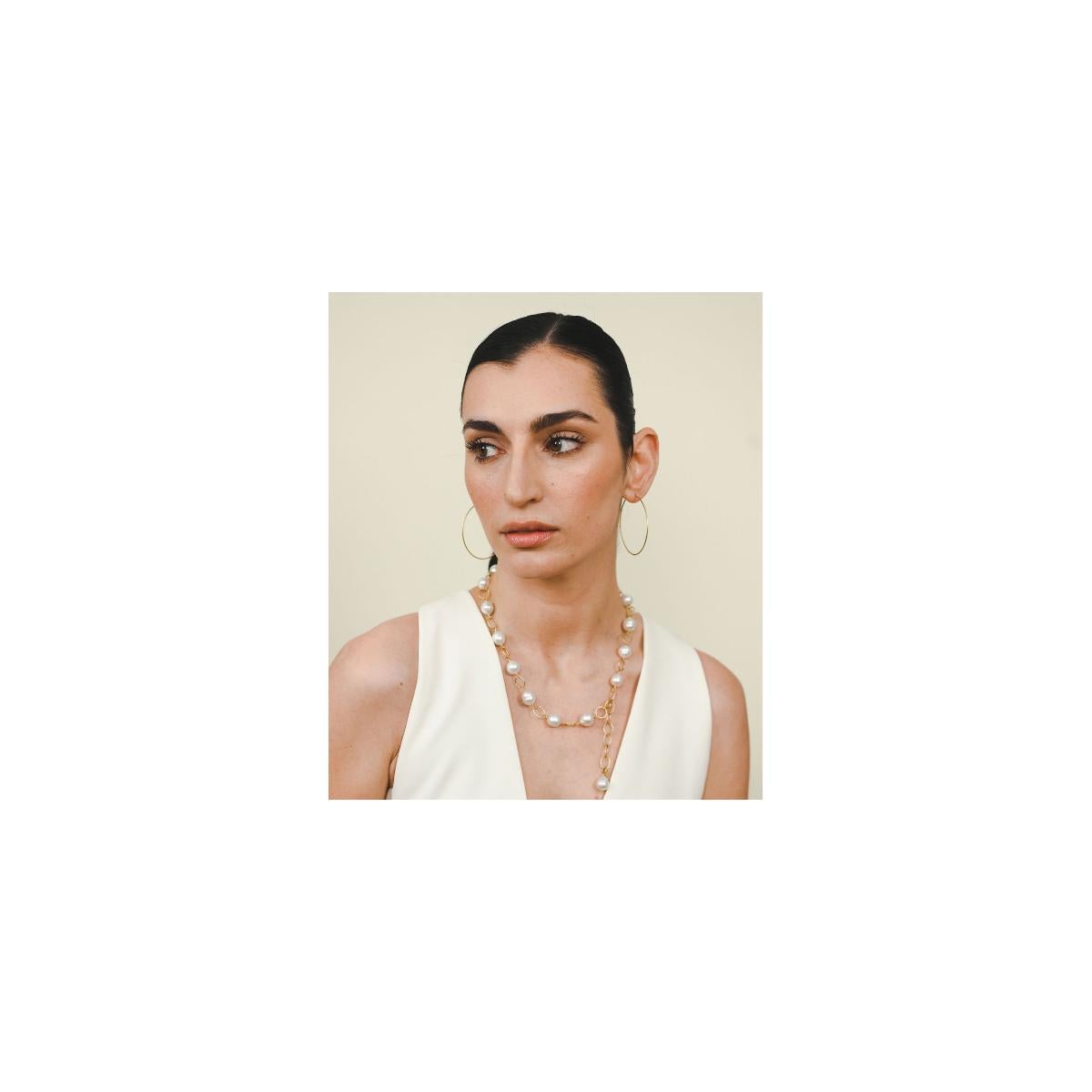 Women's or Men's Faye Kim Signature Platinum Wire Hoops - 1.25