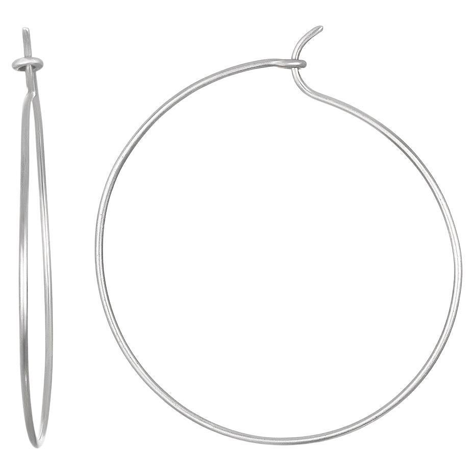 Faye Kim Signature Platinum Wire Hoops - 1.5" For Sale