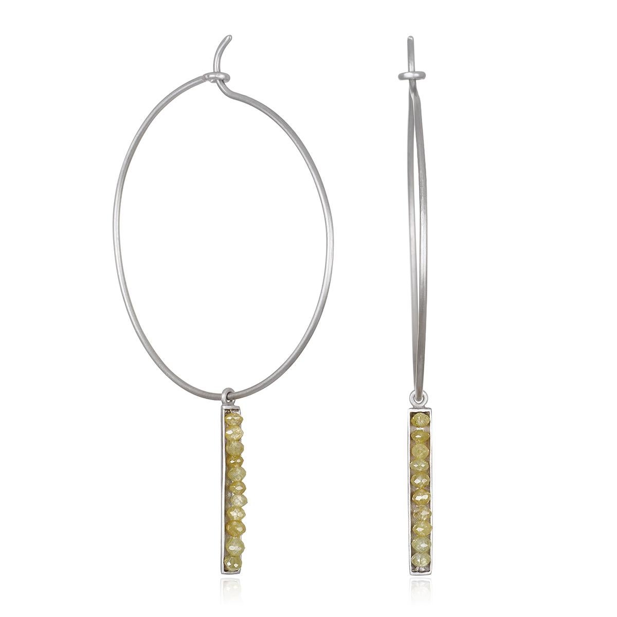 Contemporary Faye Kim Signature Platinum Wire Hoops For Sale