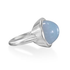 Faye Kim Sterling Silver Chalcedony Bezel Ring, 21ct, Size 7.5, USA