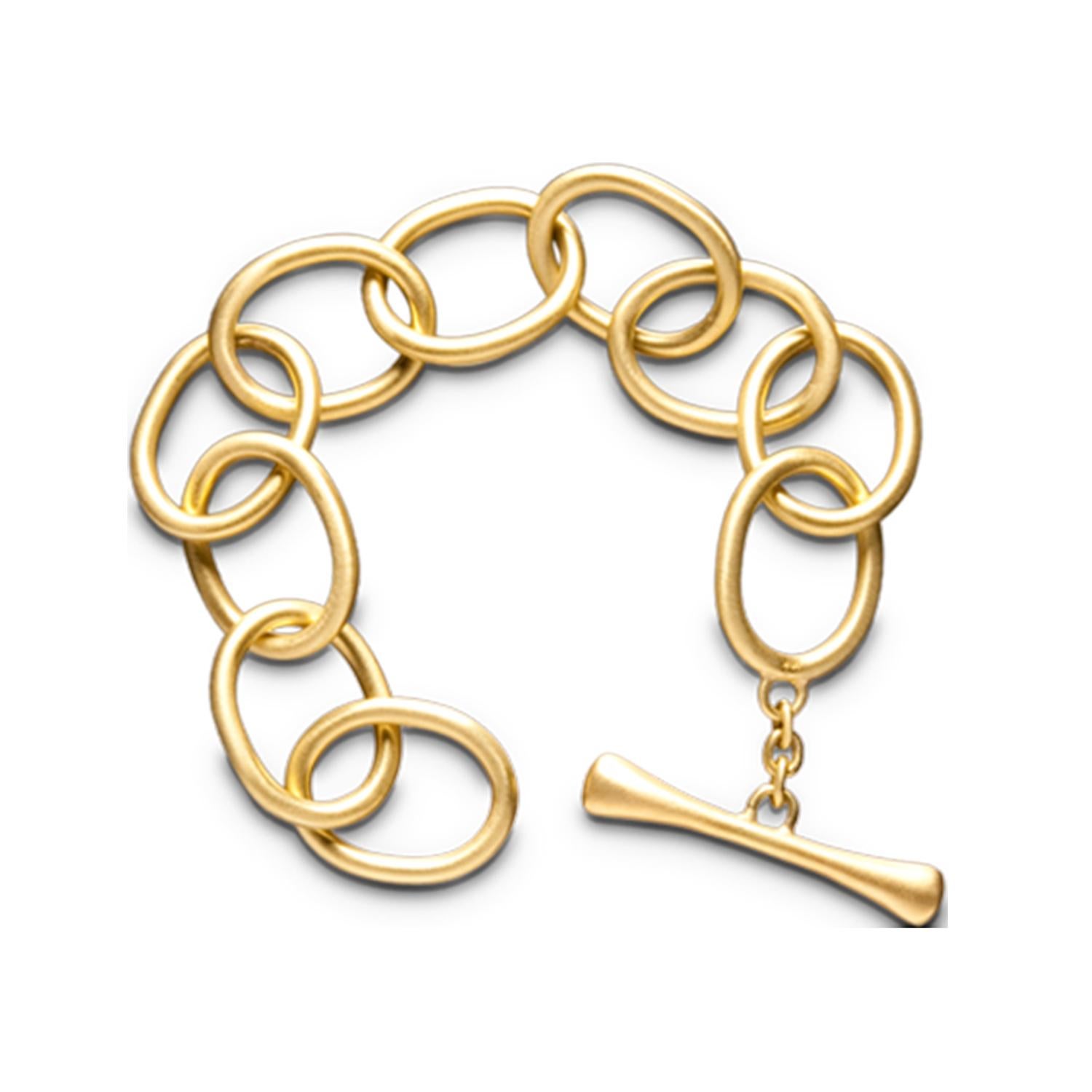 Contemporary Faye Kim Sterling Silver Chunky Oval Link Toggle Bracelet For Sale