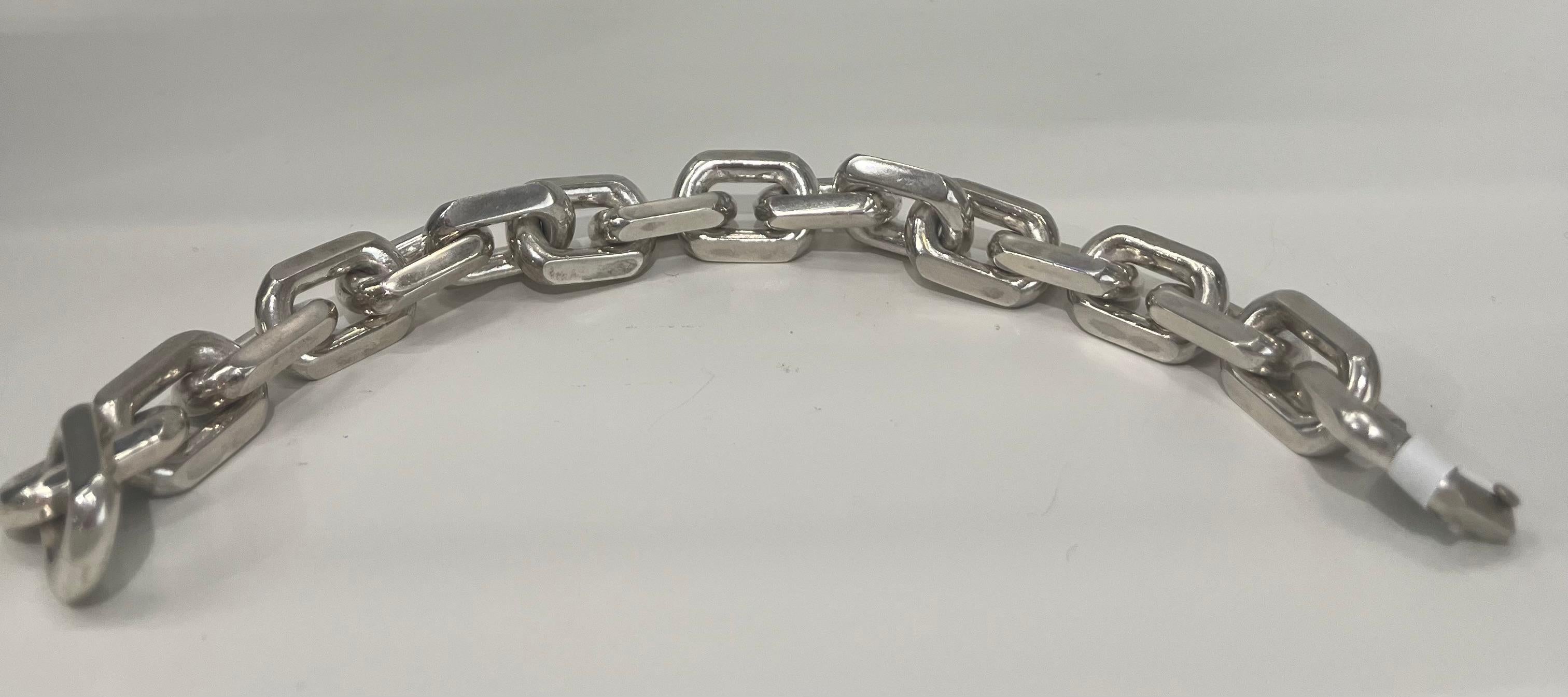 Faye Kim Sterling Silver Knife Edge Link Bracelet For Sale 2