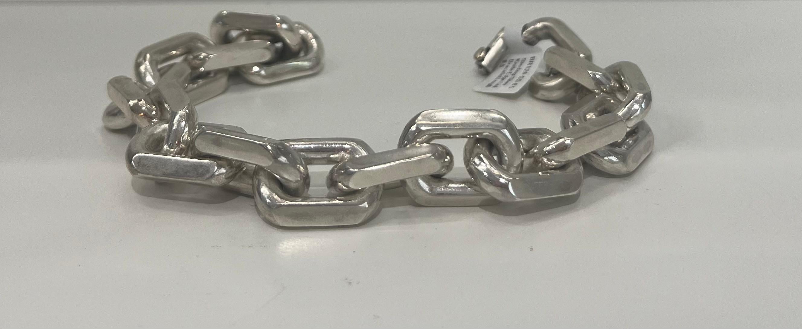 Faye Kim Sterling Silver Knife Edge Link Bracelet For Sale 3
