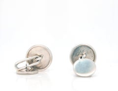 Faye Kim Sterling Silver Round Diamond Cufflinks