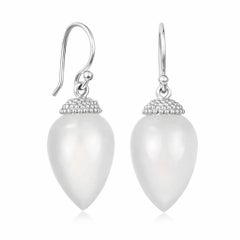 Pendientes Bellota Ágata Blanca Plata de Ley Faye Kim