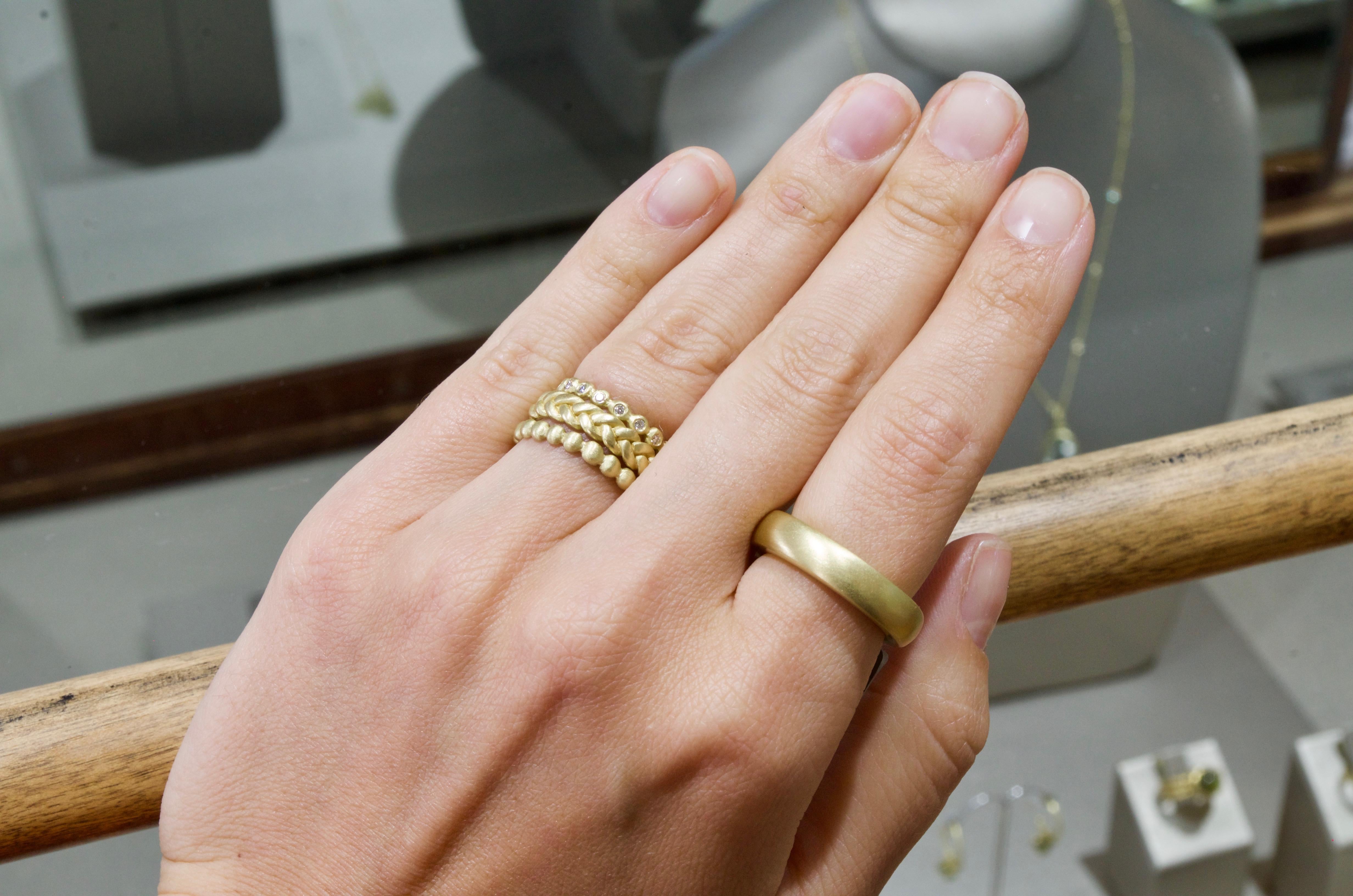 Contemporary Faye Kim's 18 Karat Gold Square Stack Rings For Sale