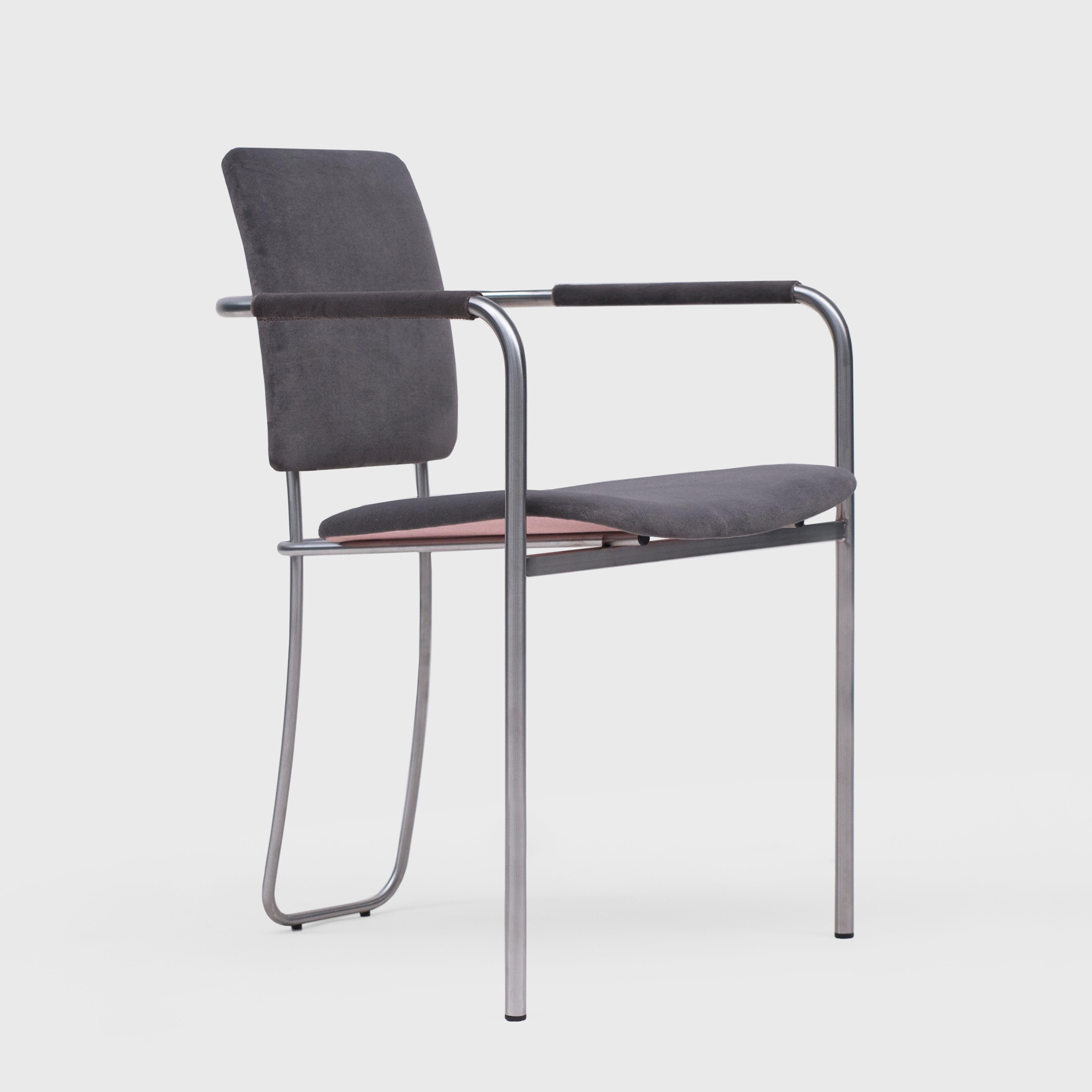 Modern Peter Ghyczy Chair Urban Faye 'S02+' Steel / Dark Grey Fabric