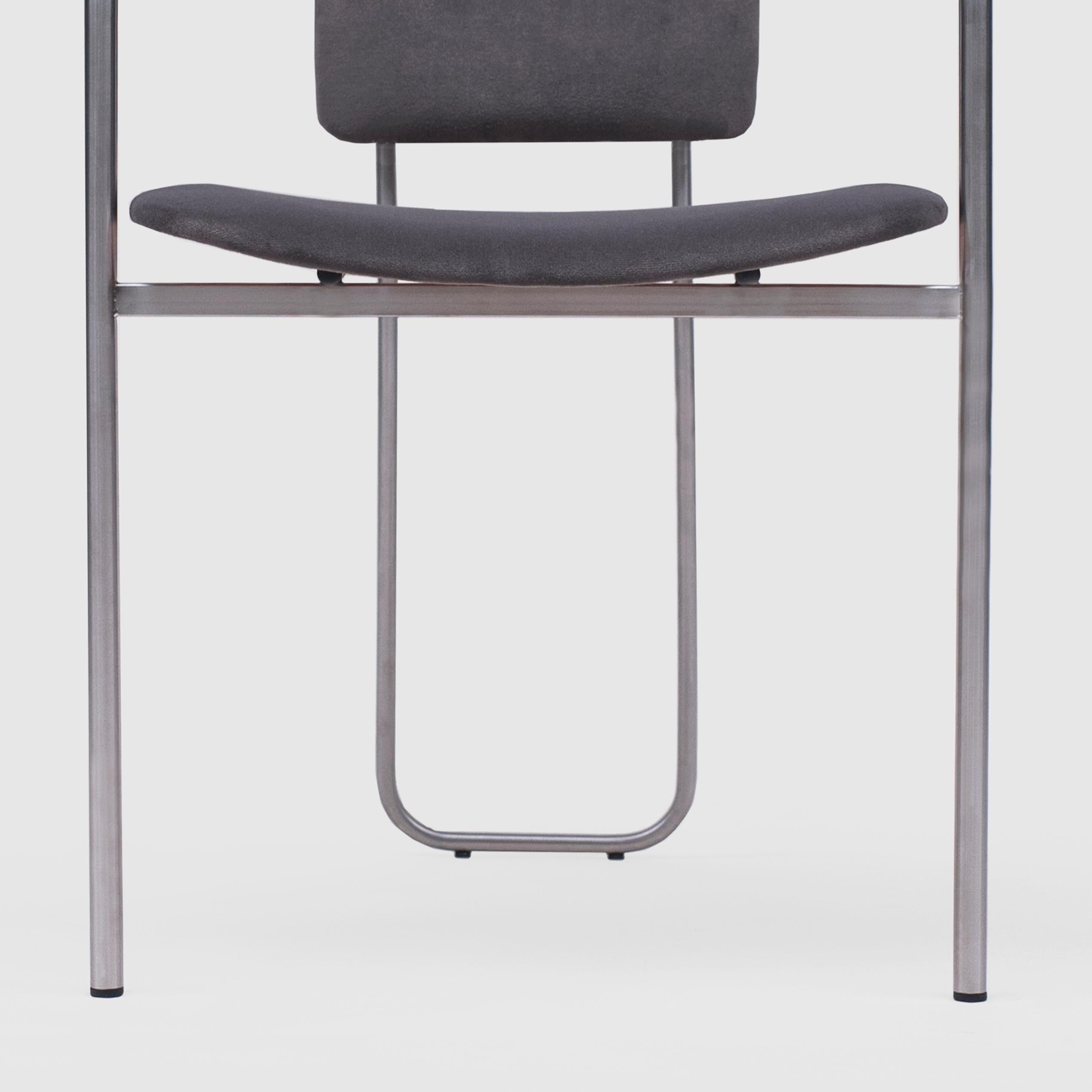 Stainless Steel Peter Ghyczy Chair Urban Faye 'S02+' Steel / Dark Grey Fabric