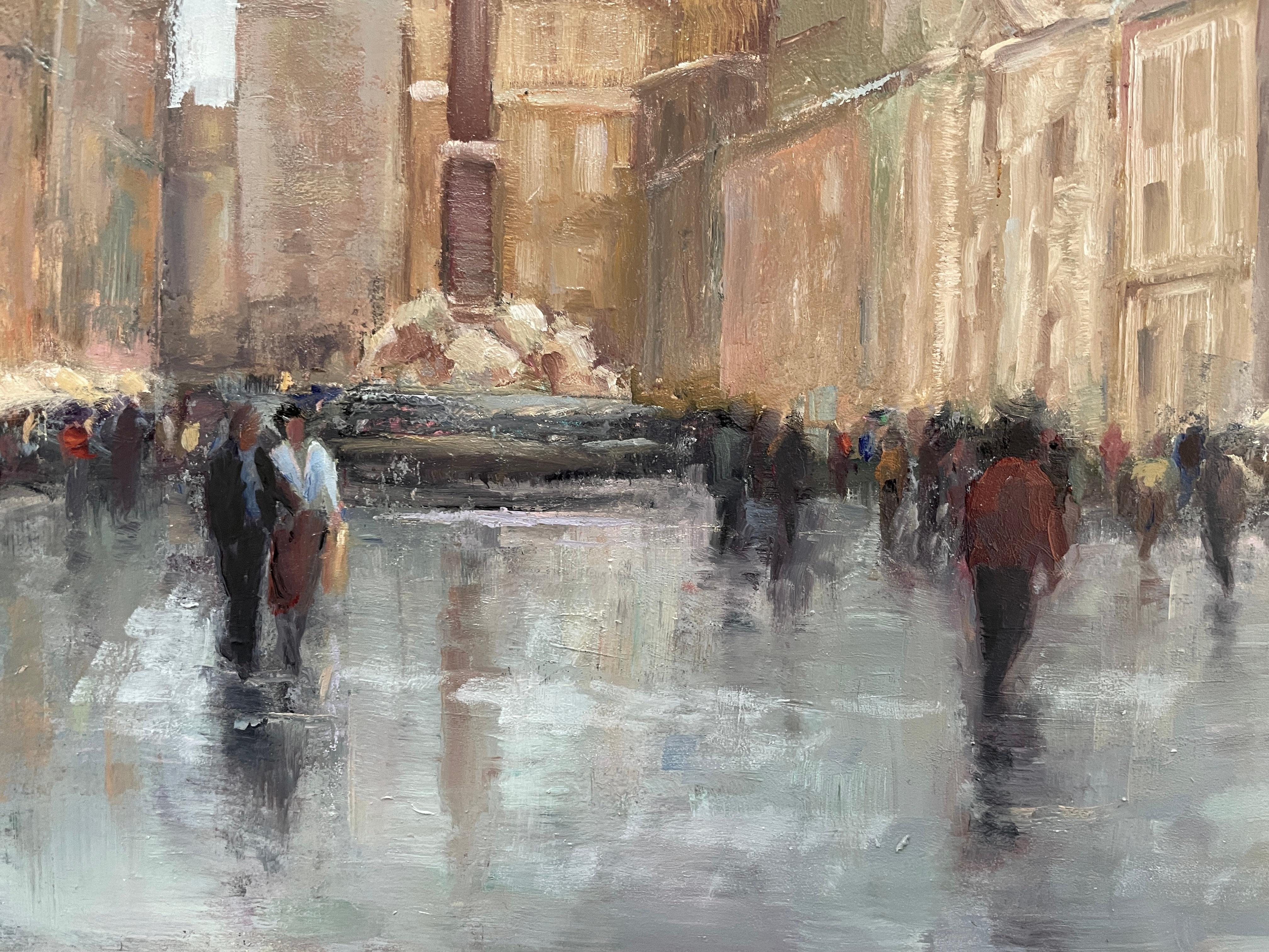 Nach dem Regen (Piazza Navona), Ölgemälde im Angebot 1