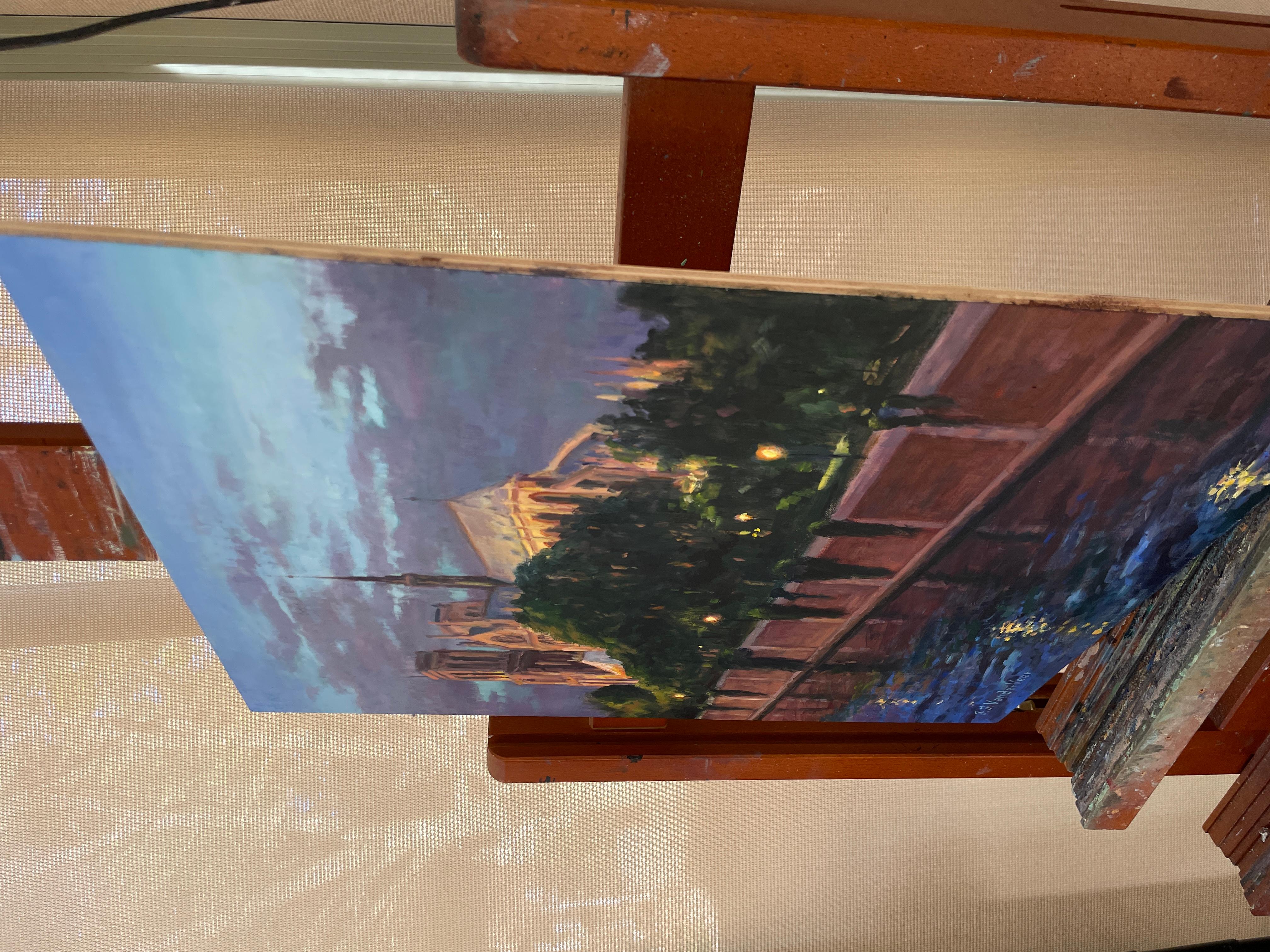 Reflektionen der Notre-Dame, Ölgemälde (Impressionismus), Art, von Faye Vander Veer