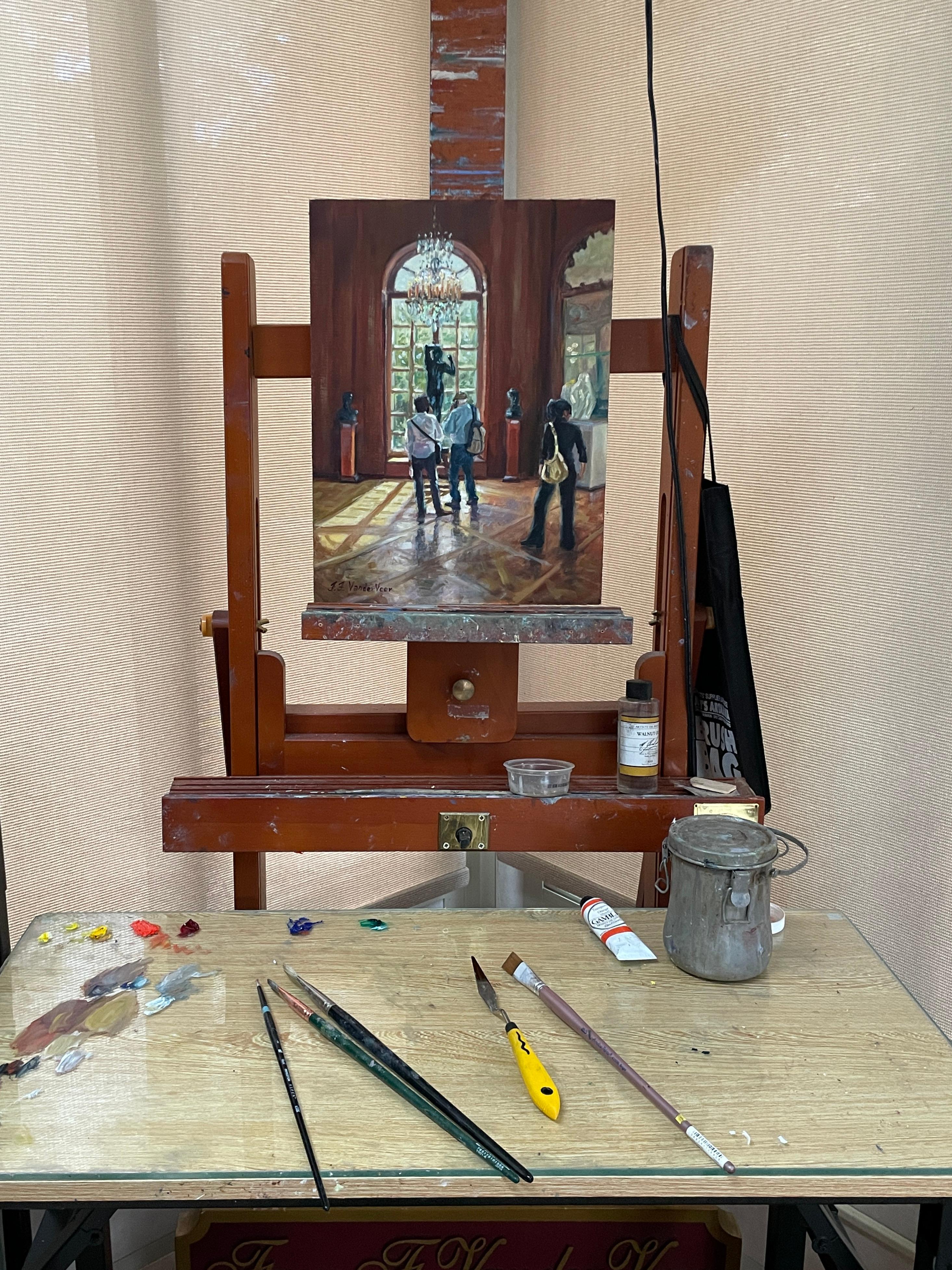 <p>Artist Comments<br />On a recent painting trip to Europe, artist Faye Vander Veer visited the Rodin Museum in Paris, where a sense of calm contrasted with the city's bustling energy. Bright light cuts through the dark walls, highlighting the